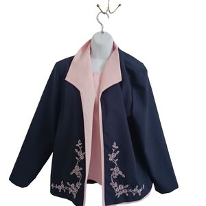 Plus Size Blazer and Tank Top Set Lightweight size 20 petite Embroidery